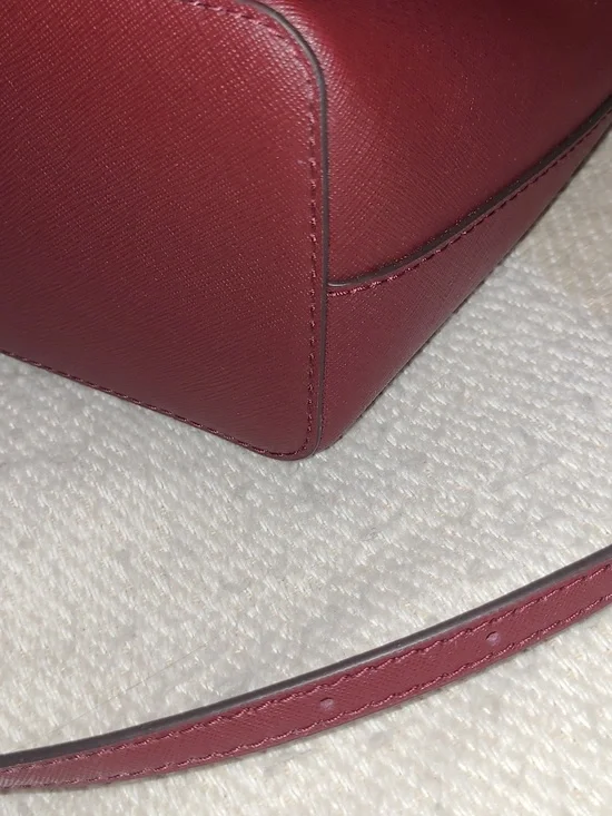 Michael Kors Burgundy Saffiano Leather Satchel with Gold Hardware - Picture 3 of 9